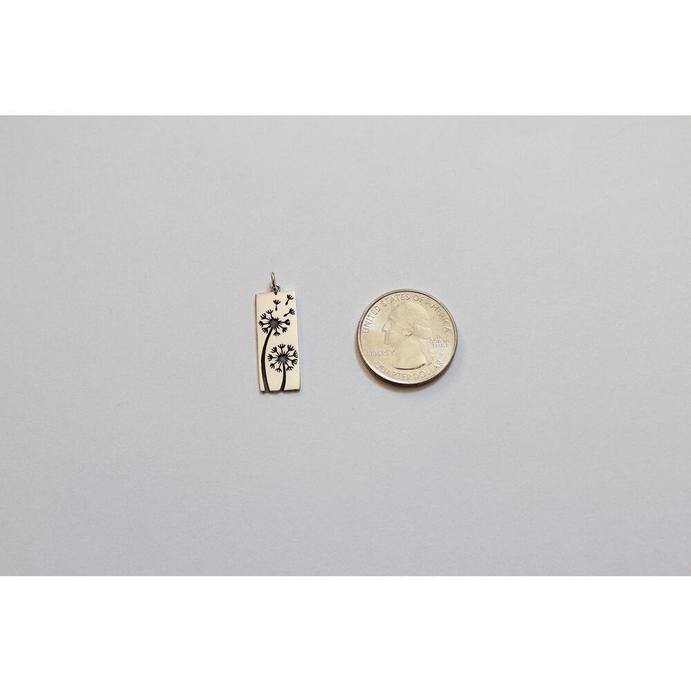 Sterling Silver Long Rectangle Dandelion Pendant,… - image 2